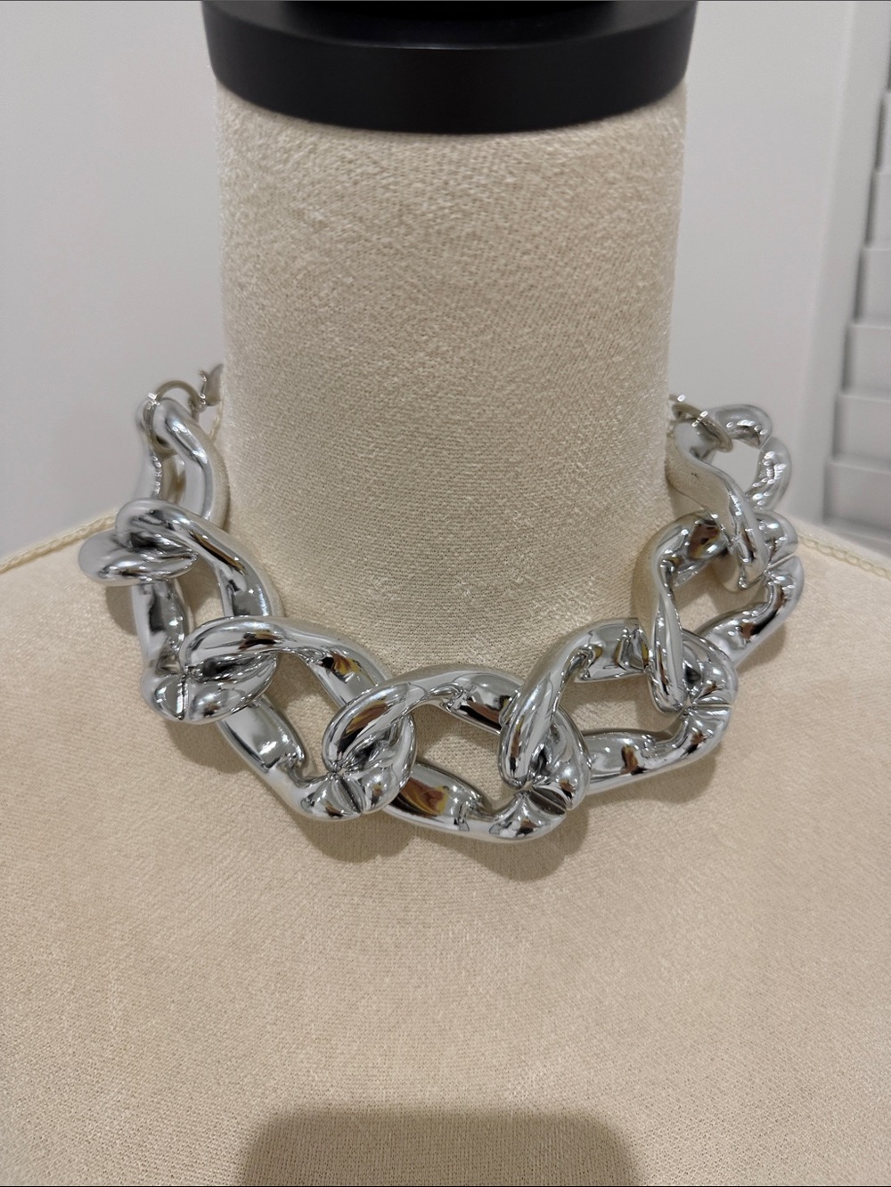 Silver Chunky Chain Necklace - plastic lightweight